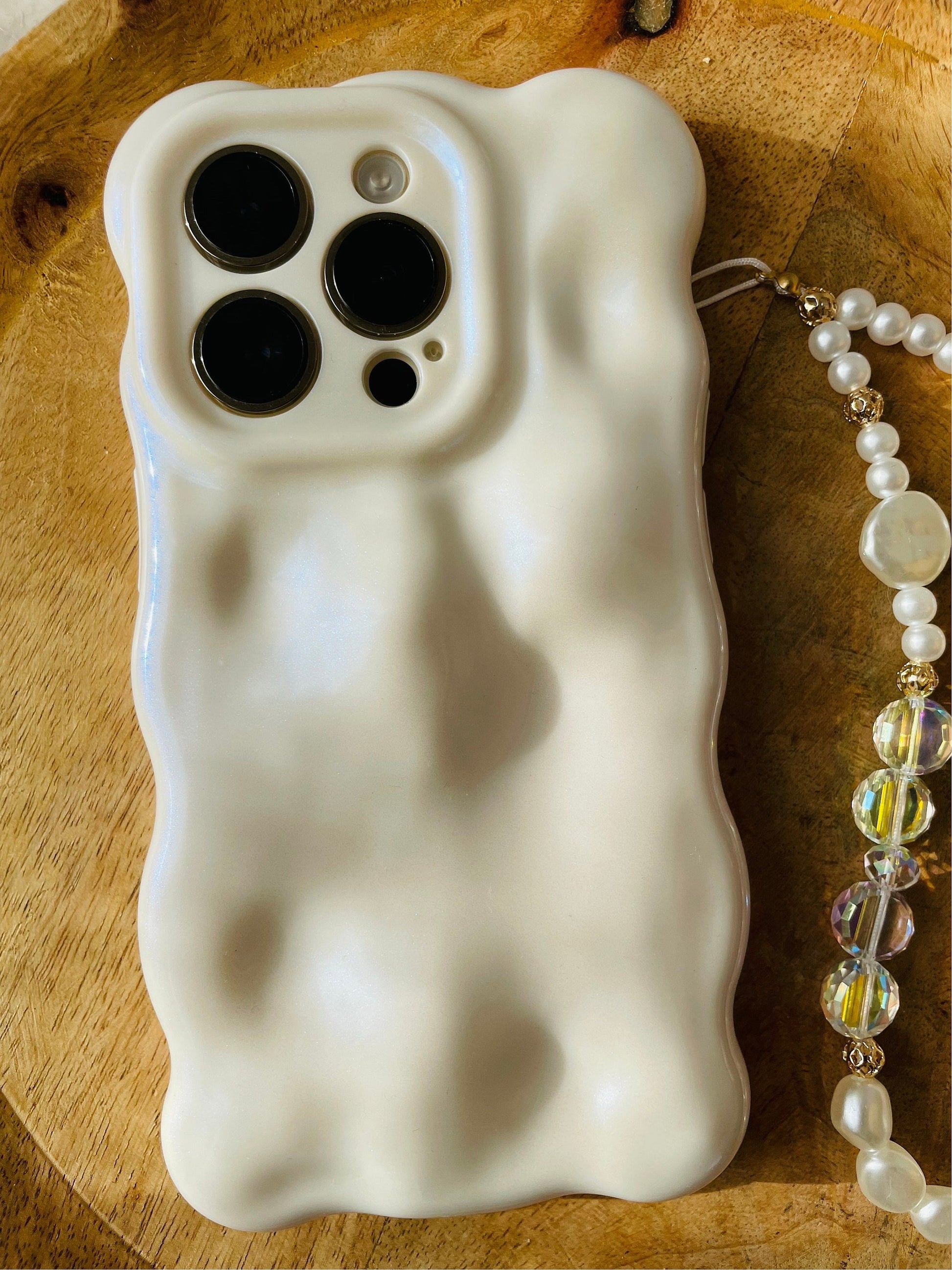 coque de téléphone design vague- coque bord ondulé - bubble - phone case - beige - nude