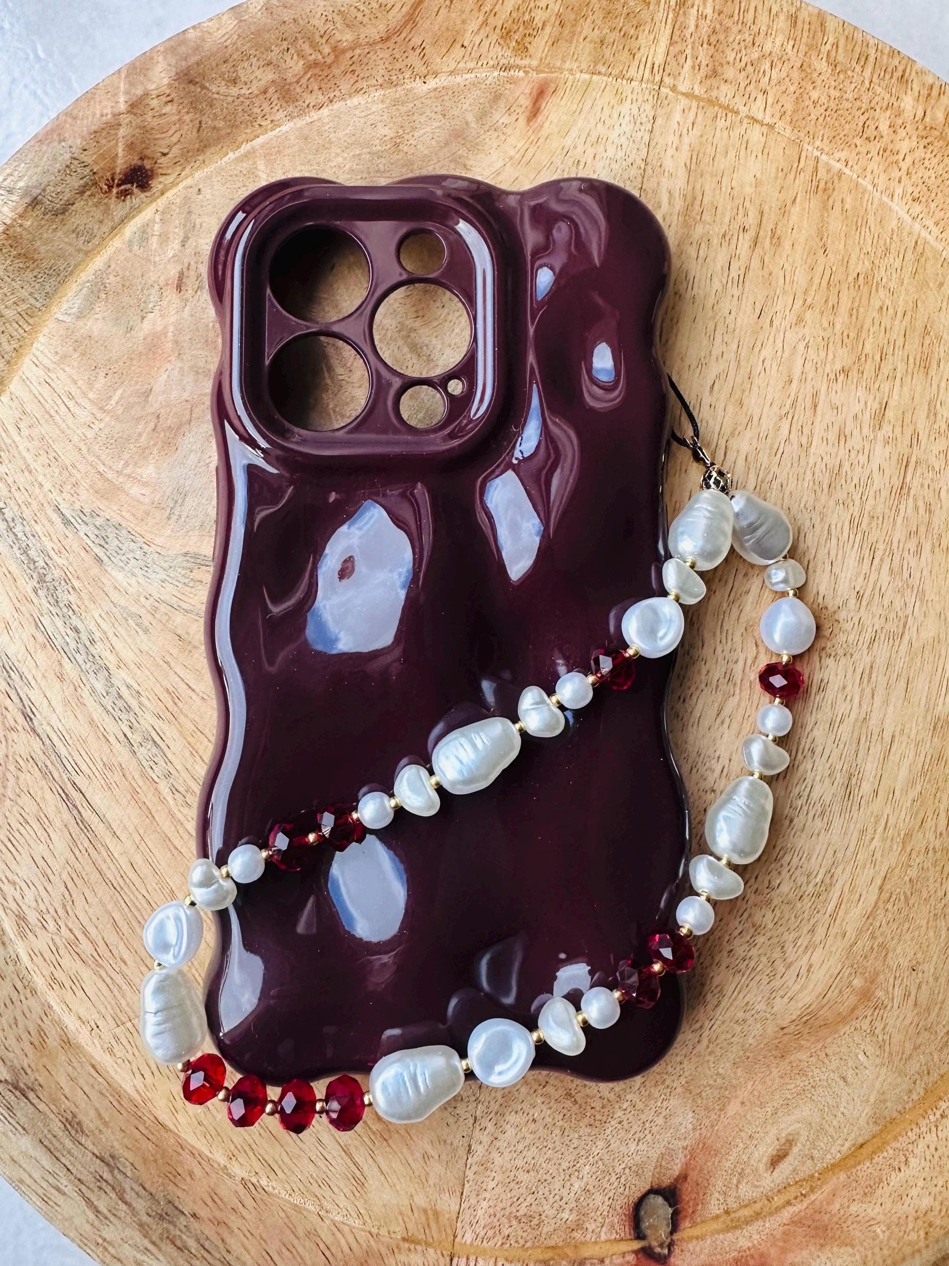 coque de téléphone design vague- coque bord ondulé - bubble - phone case - burgundy - Bordeau - iPhone 16