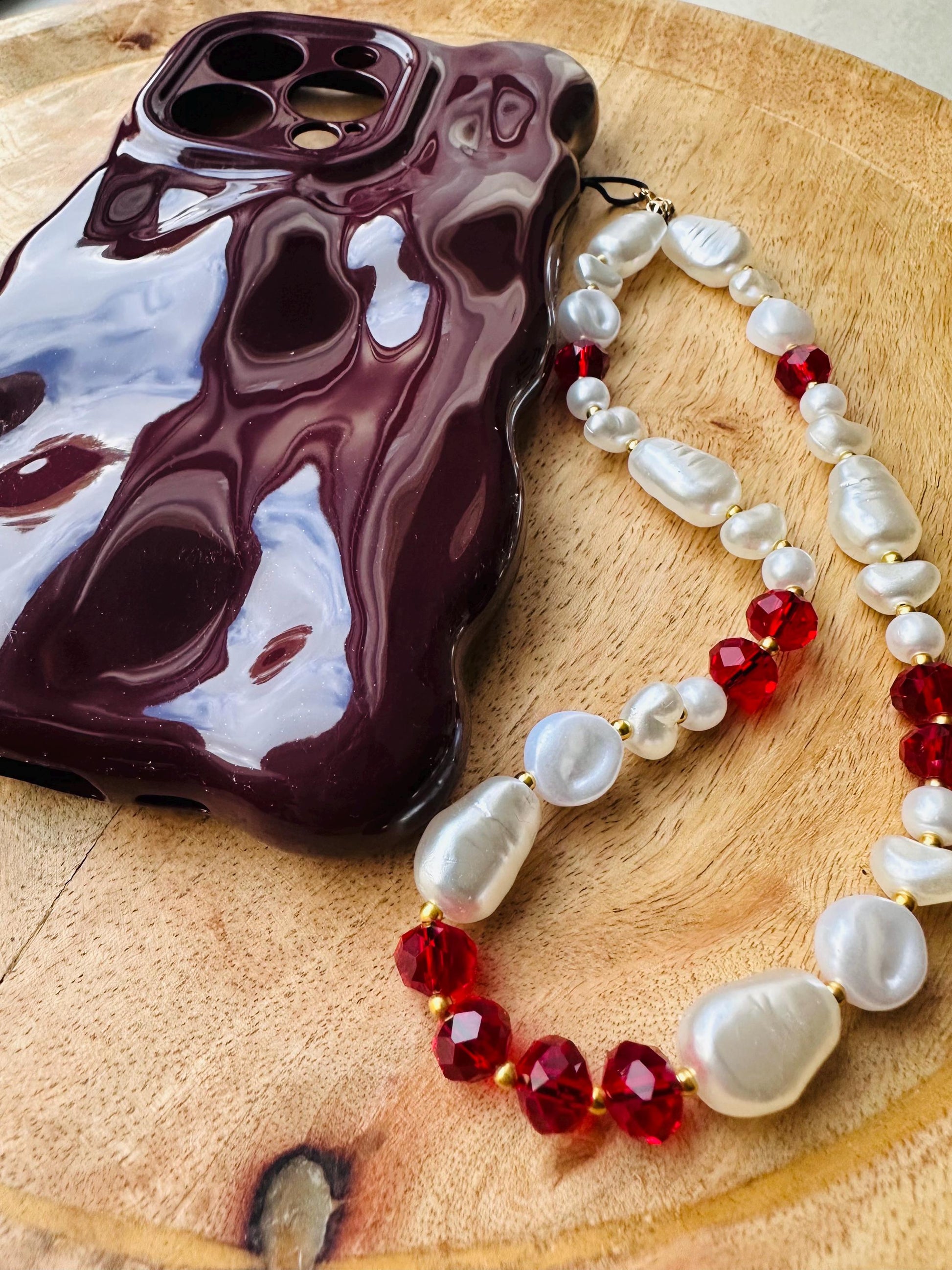 coque de téléphone design vague- coque bord ondulé - bubble - phone case - burgundy - Bordeau - iPhone 16