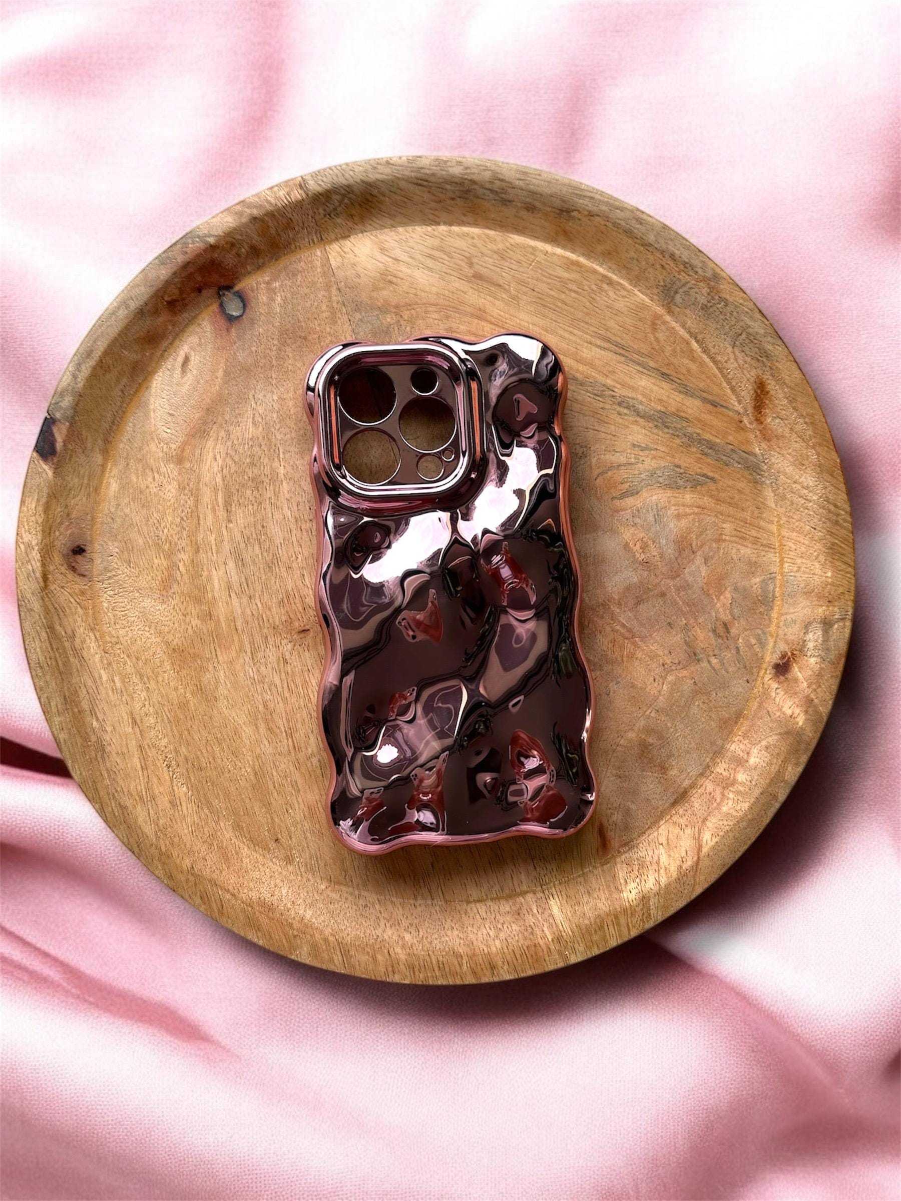 Lot coque de téléphone design vague - coque bord ondulé - phone case - coque iPhone - noir rose et beige