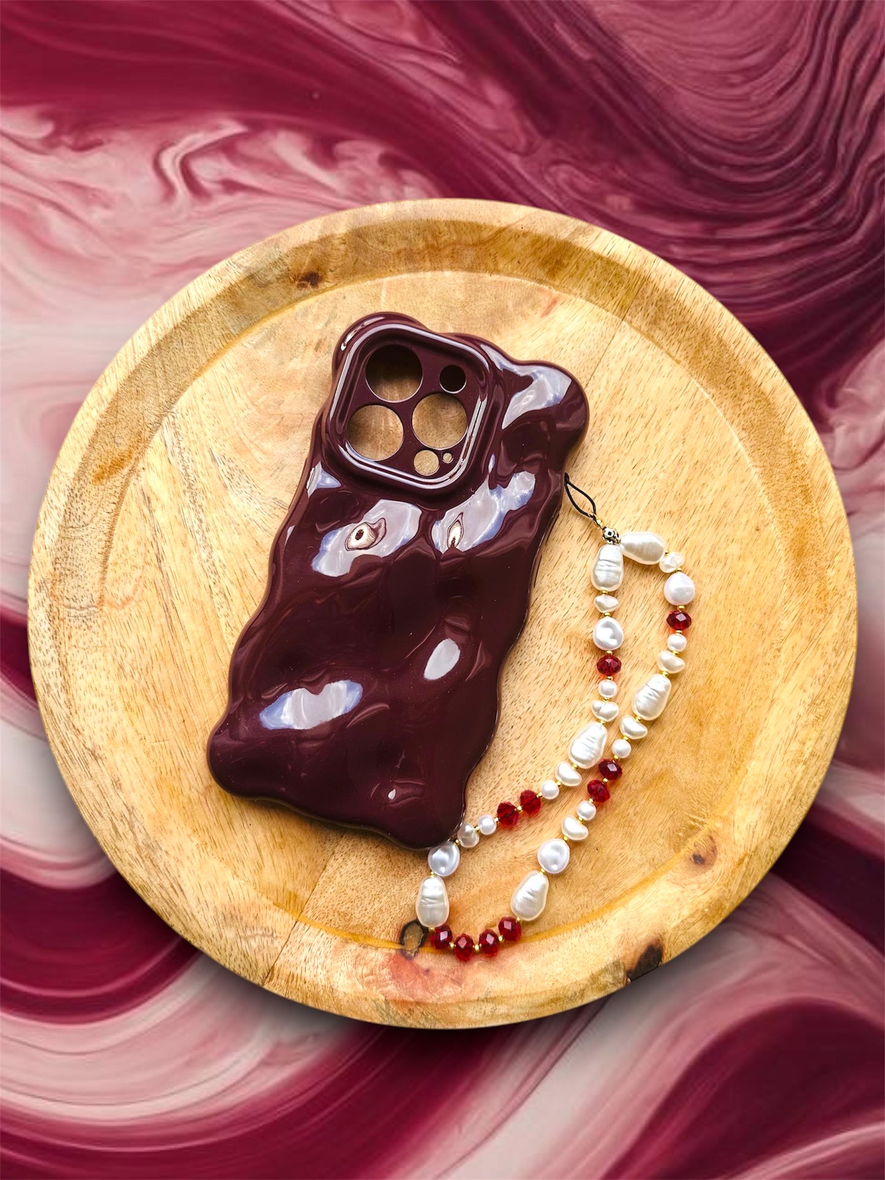 coque de téléphone design vague- coque bord ondulé - bubble - phone case - burgundy - Bordeau - iPhone 16