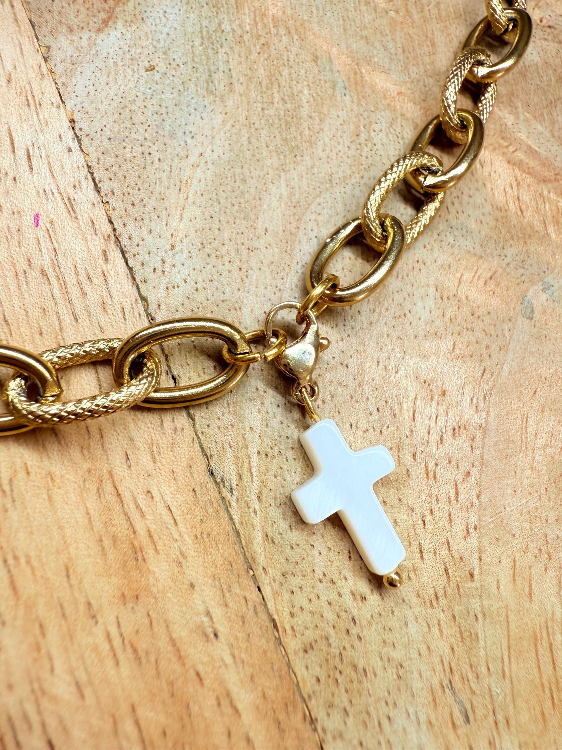 Collier acier inoxydable doré | Breloques interchangeables personnalisables | Bijou tendance femme fait main