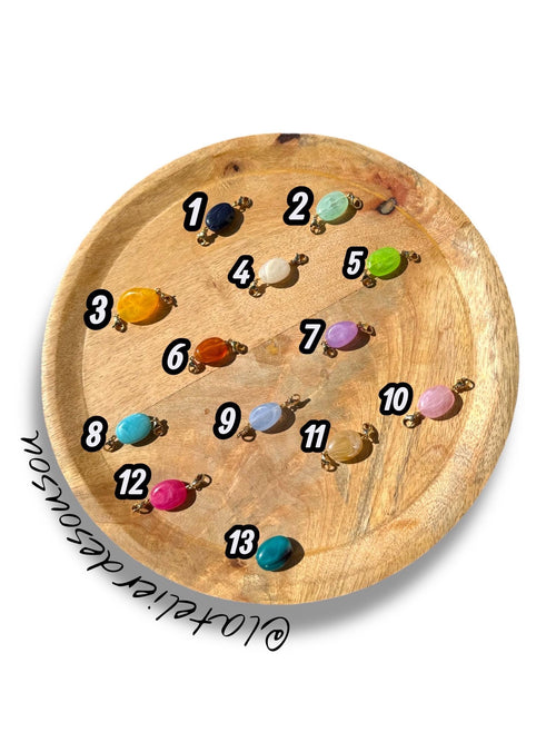 Breloque interchangeable pour collier | Charm en acier inoxydable et pierres naturelles | Bijou tendance personnalisable