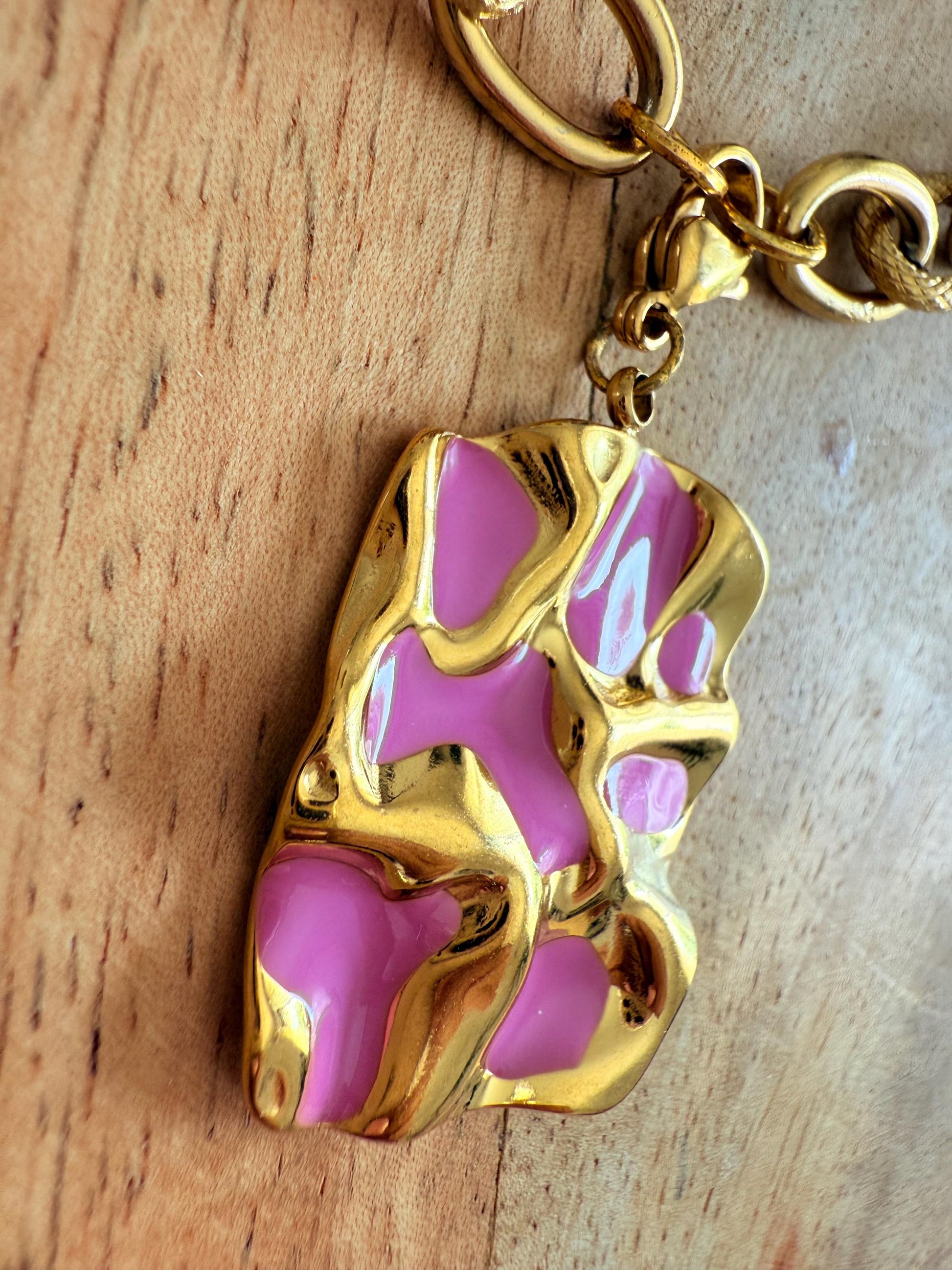 Breloque interchangeable pour collier | Charm en acier inoxydable et pierres naturelles | Bijou tendance personnalisable