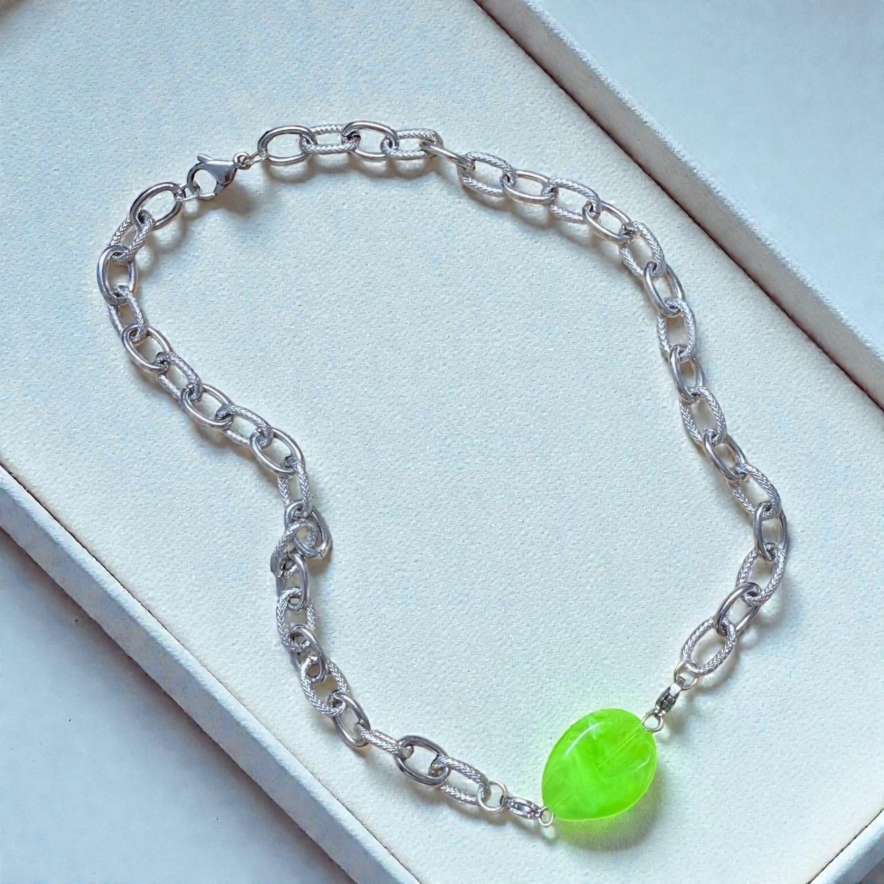 Collier acier inoxydable argenté | Breloques interchangeables personnalisables | Bijou tendance femme fait main