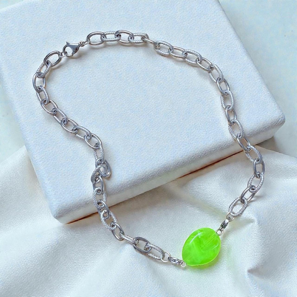 Collier acier inoxydable argenté | Breloques interchangeables personnalisables | Bijou tendance femme fait main