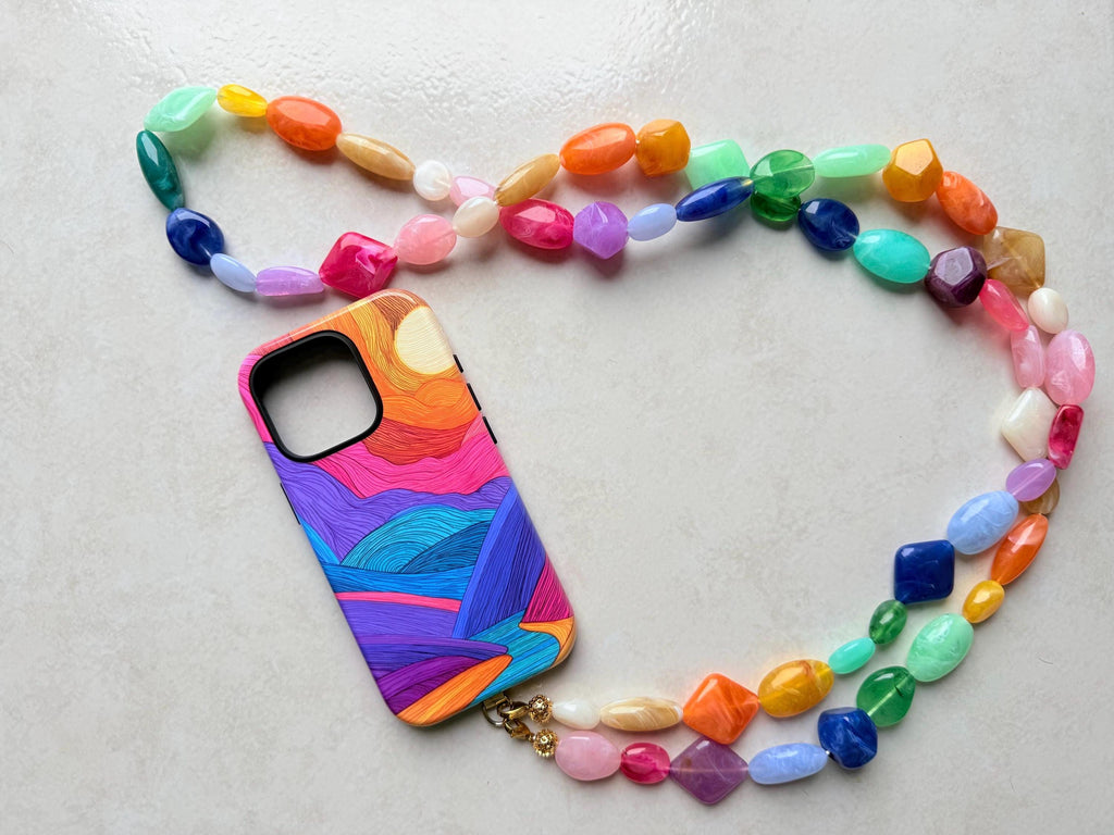 Chaîne longue de téléphone + coque - bandoulière - crossbody - coque iPhone