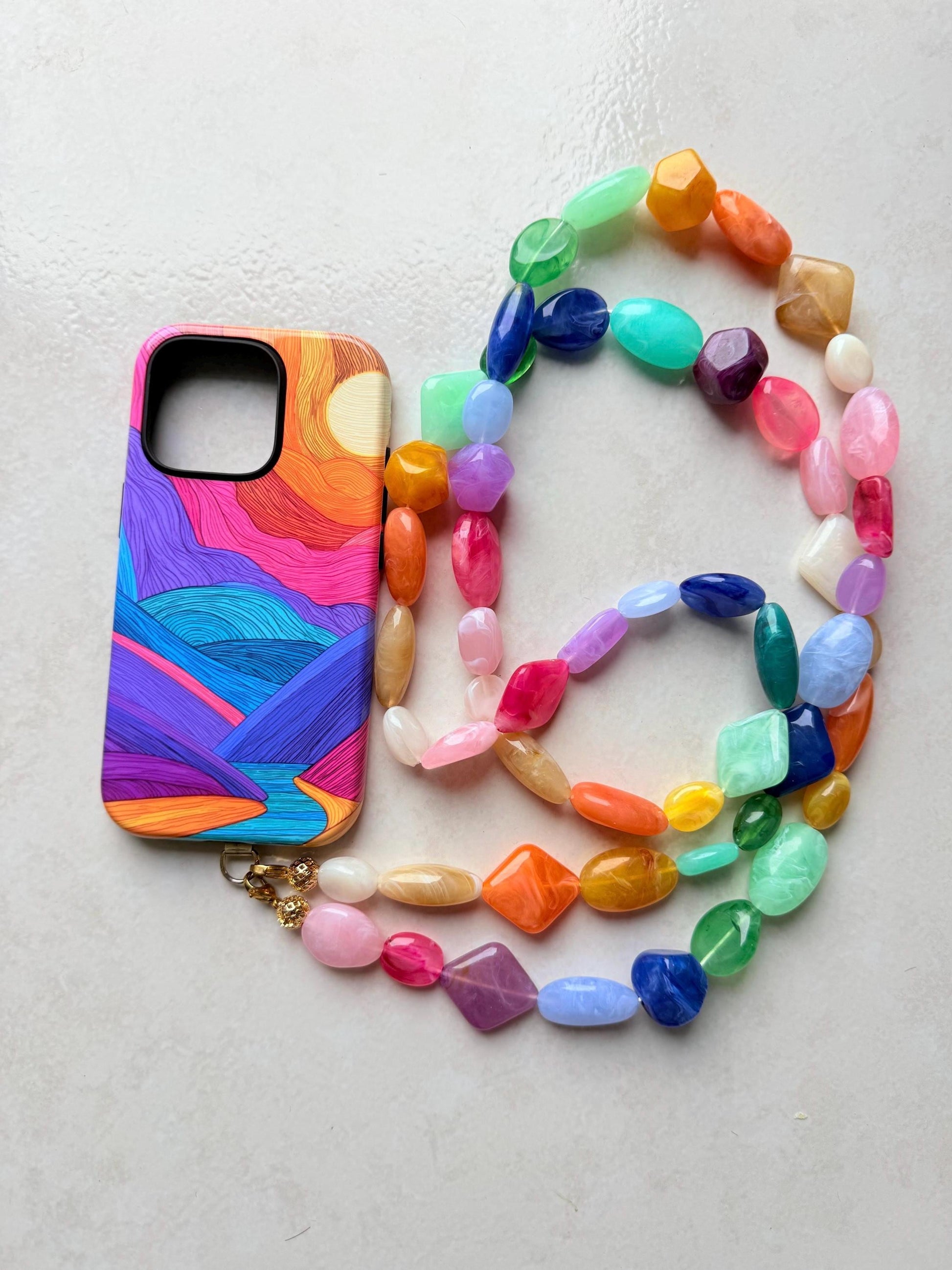 Chaîne longue de téléphone + coque - bandoulière - crossbody - coque iPhone