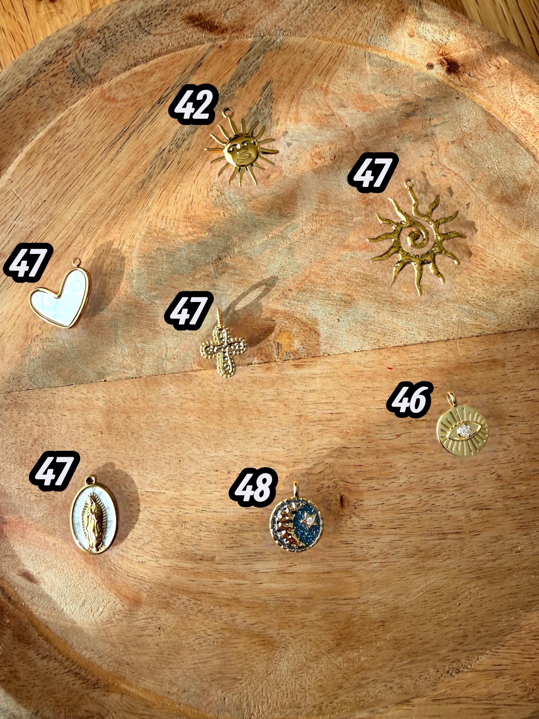 Breloque interchangeable pour collier | Charm en acier inoxydable et pierres naturelles | Bijou tendance personnalisable